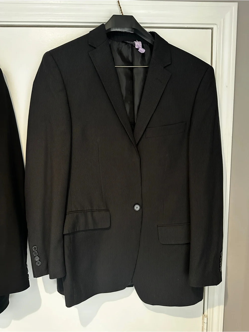 2 Men’s Black Suit Jackets 40L & 38R Repair Lot Midtown Man Marc Tulio Stretch